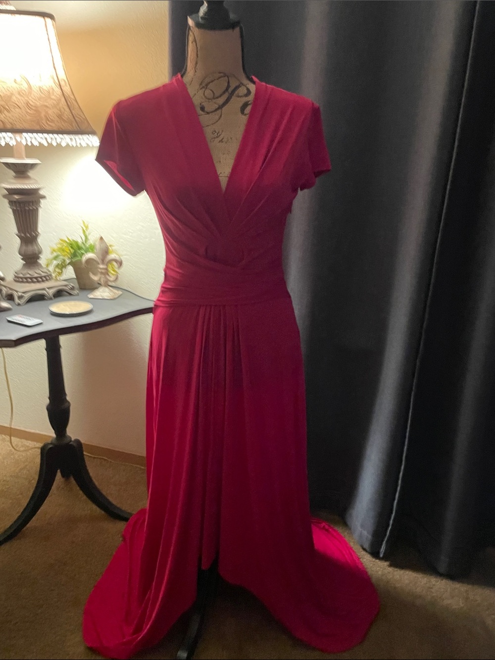 MICHAEL Michael Kors Deep Raspberry Red V-Neck Maxi Gown